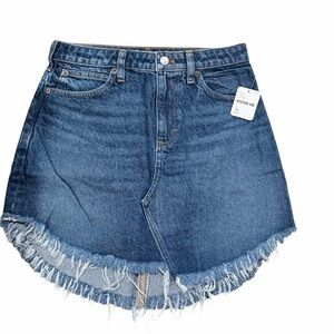 Free People Bailey Fringe Denim Mini Skirt Size 26 NWT